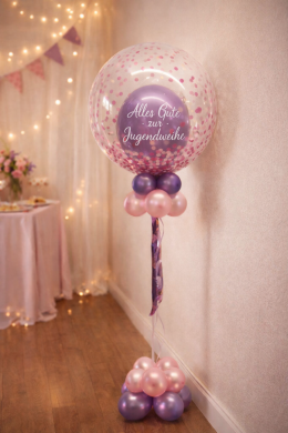 Konfetti Ballon in Rosa und Flieder zur Jugendweihe